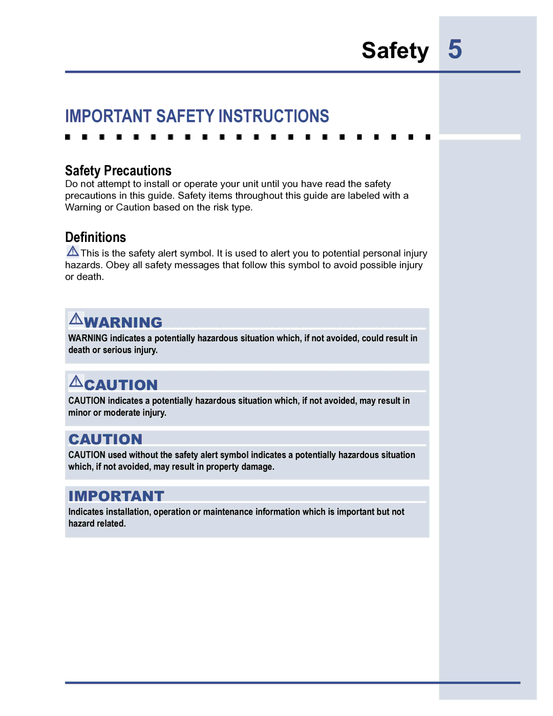 Electrolux 6919941 manual Important Safety Instructions 