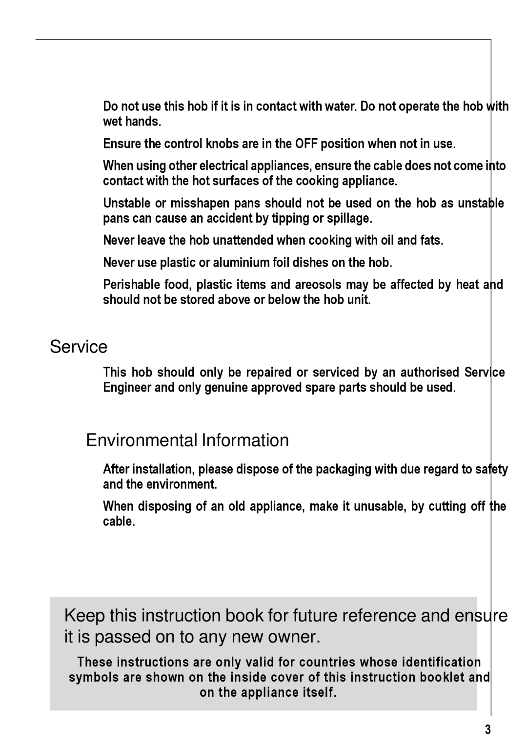 Electrolux 69802 G manual Service, Environmental Information 