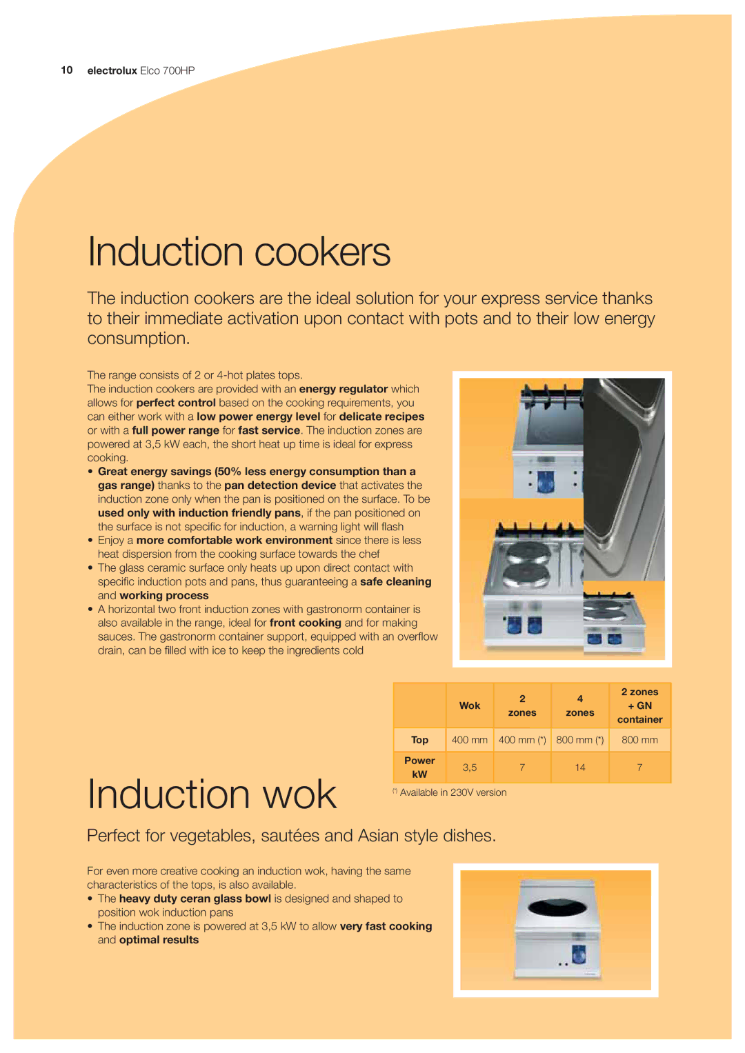 Electrolux 700HP manual Induction cookers, Great energy savings 50% less energy consumption than a 