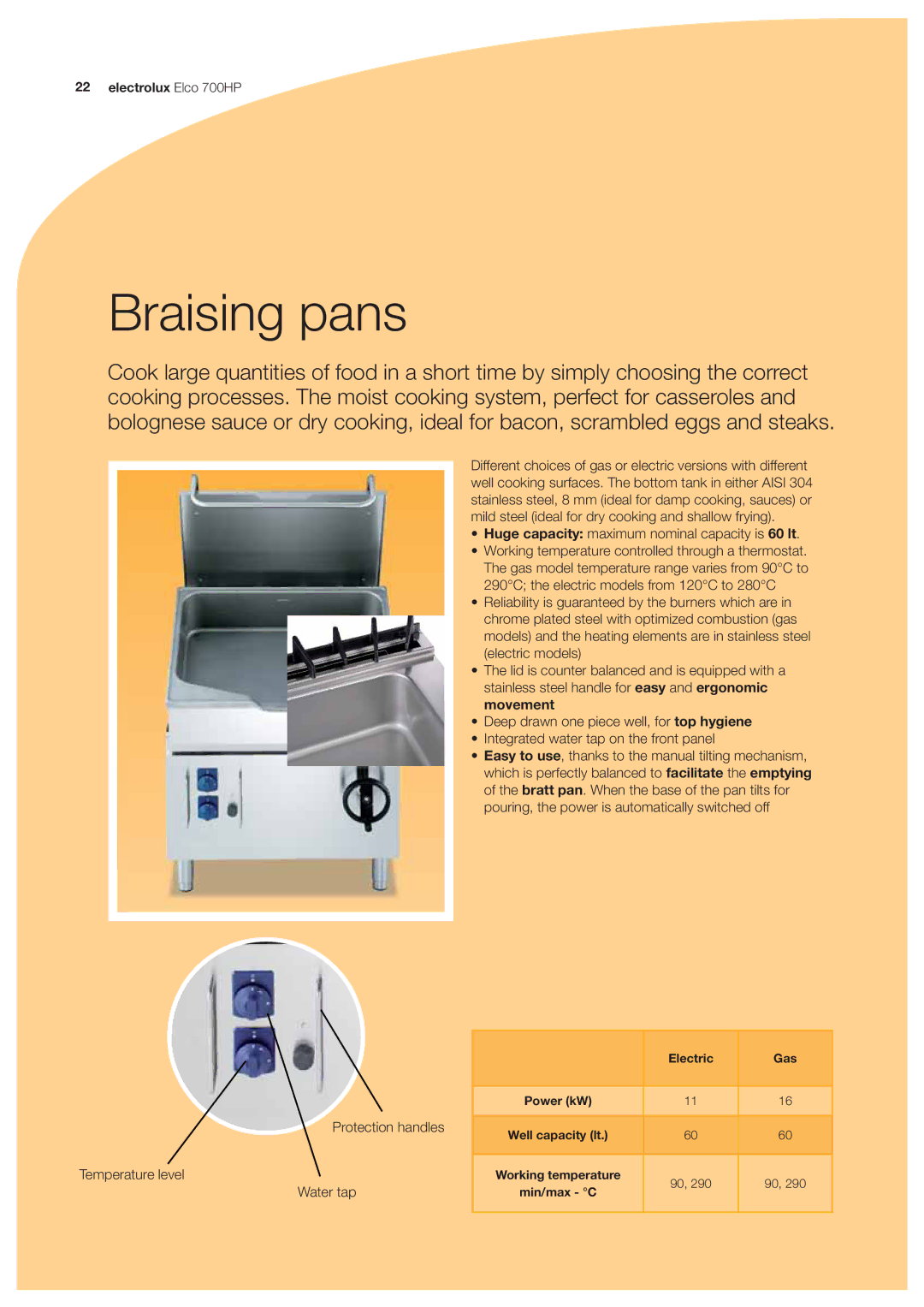 Electrolux 700HP manual Braising pans, Movement 