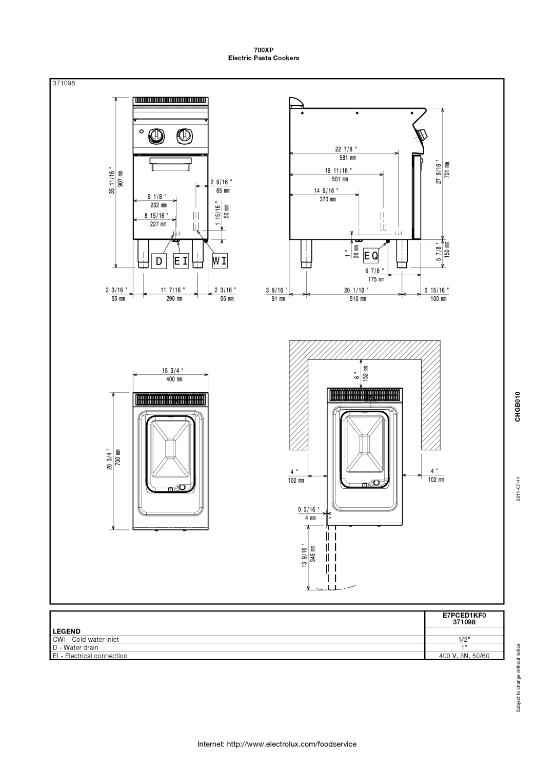 Electrolux 700XP manual 371098 