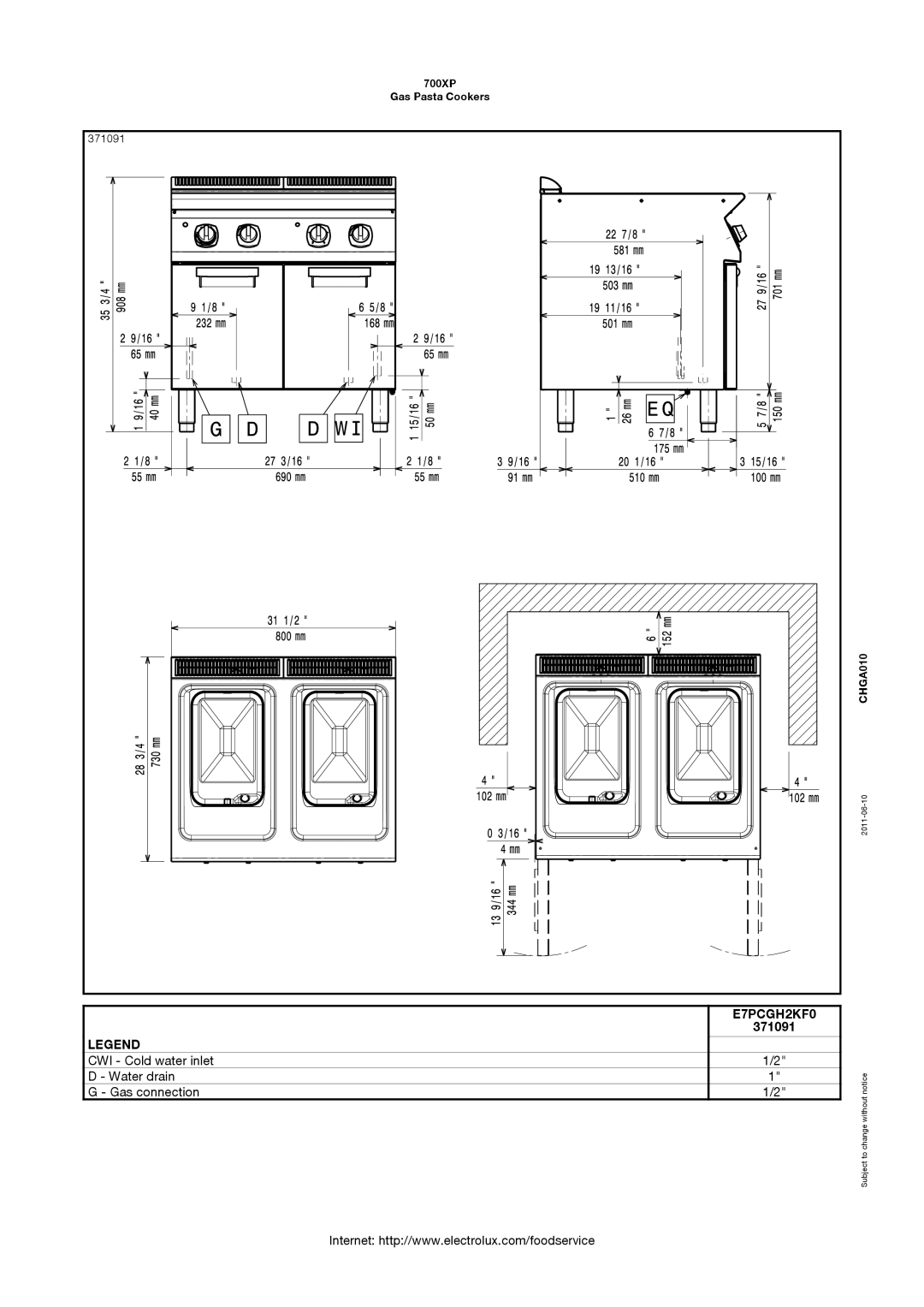 Electrolux manual 700XP Gas Pasta Cookers 371091 