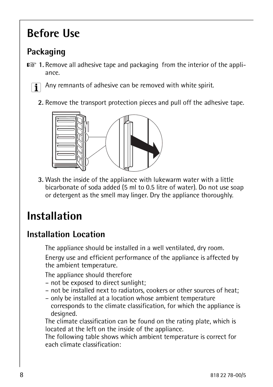 Electrolux 70310 GS manual Before Use, Installation Location 