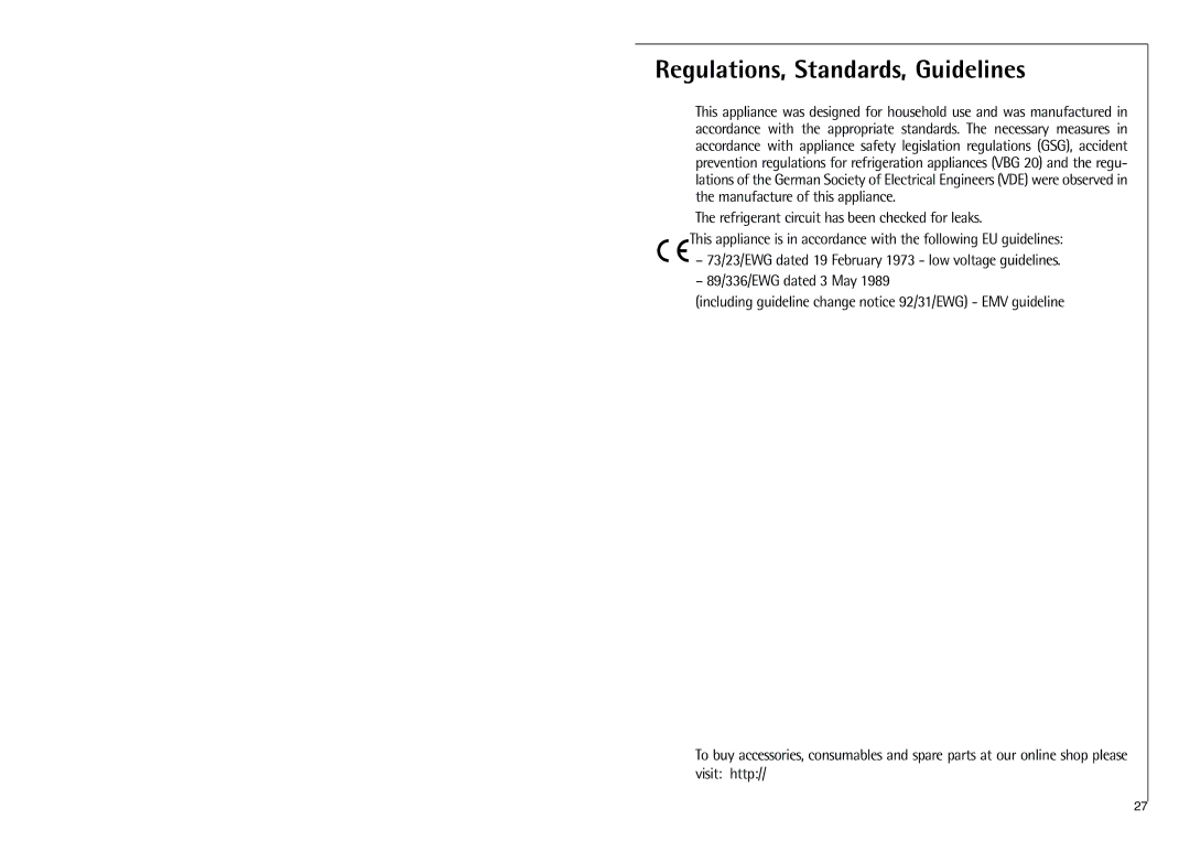 Electrolux 70318 KG operating instructions Regulations, Standards, Guidelines 