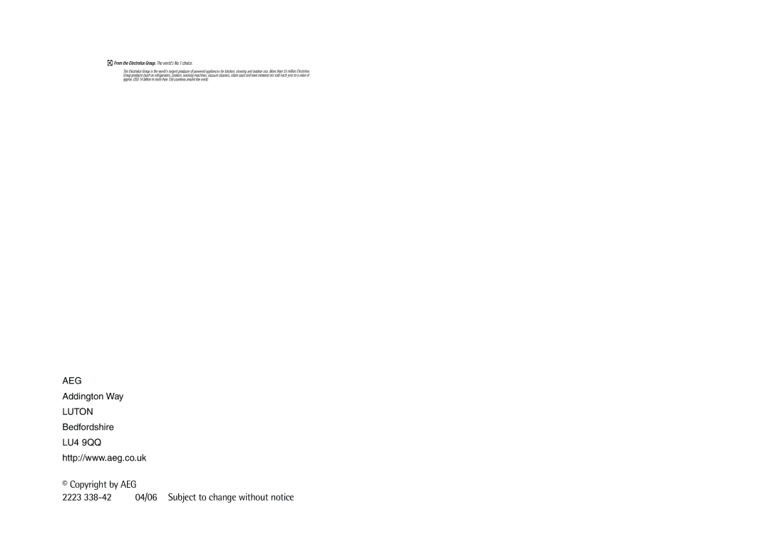 Electrolux 70318 KG operating instructions Copyright by AEG 