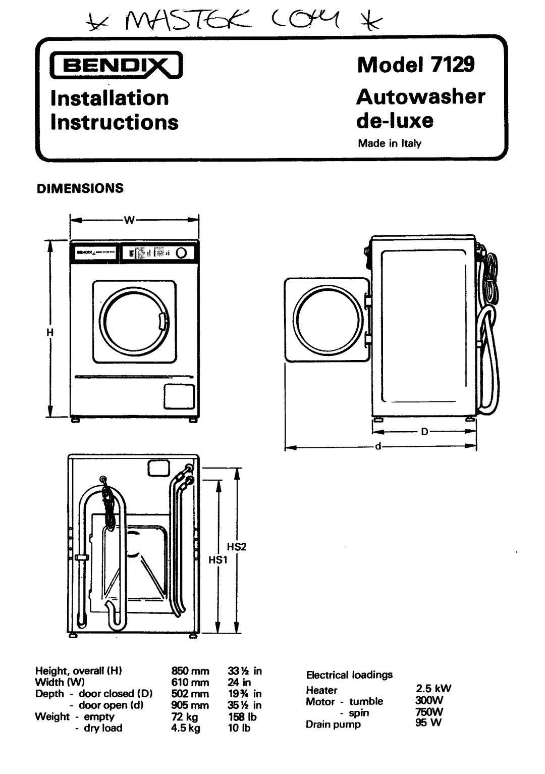 Electrolux 7129 manual 