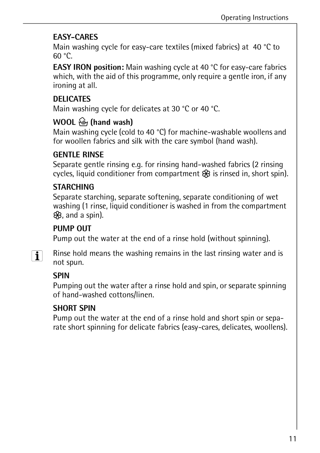 Electrolux 72630 manual Wool P hand wash 