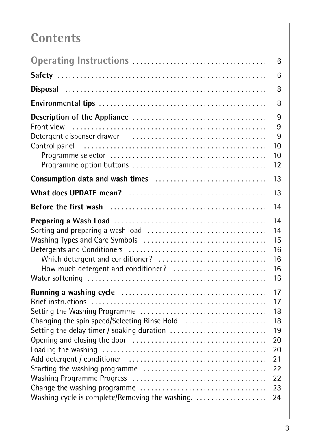 Electrolux 72630 manual Contents 