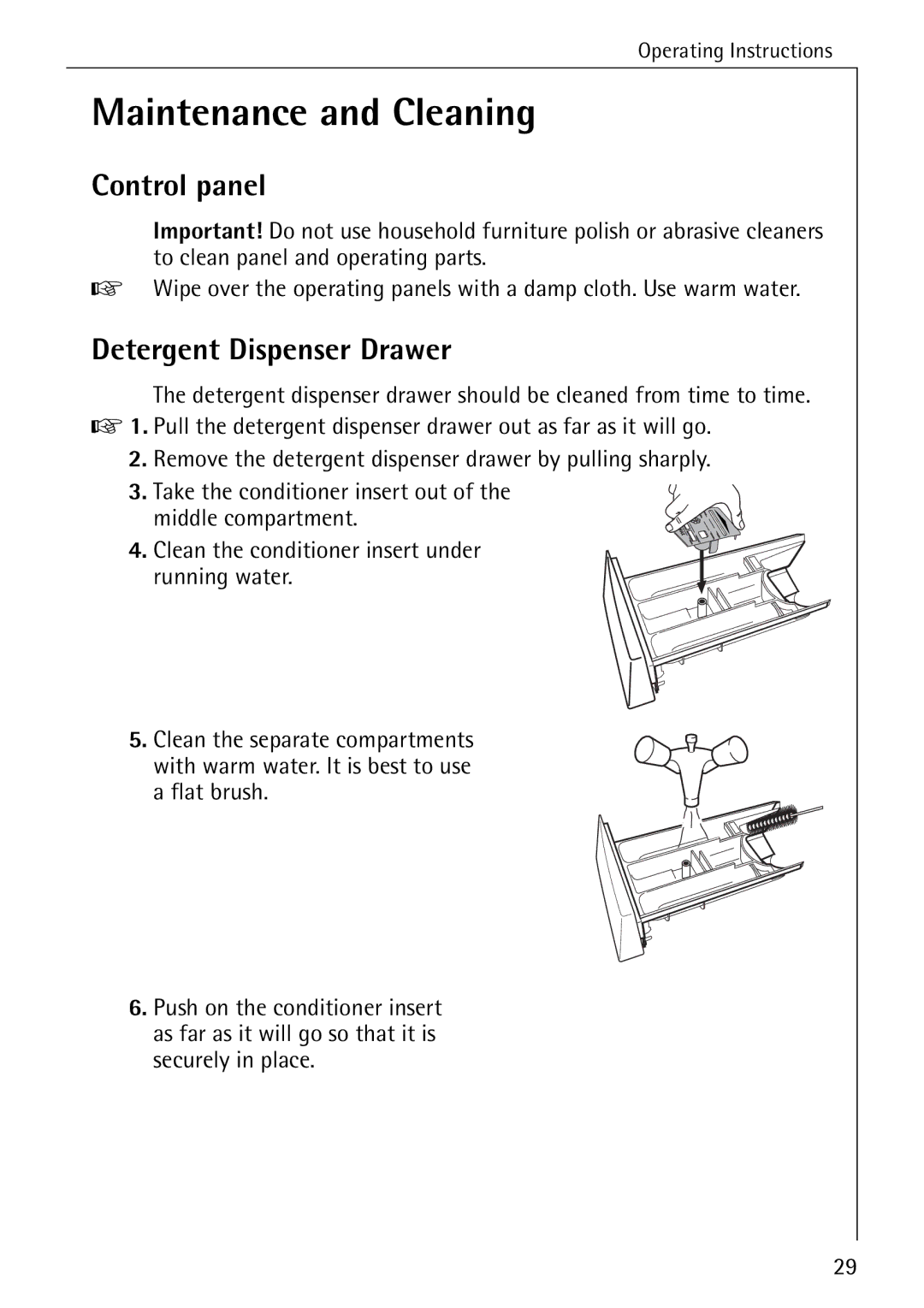 Electrolux 72640 manual Maintenance and Cleaning, Control panel 