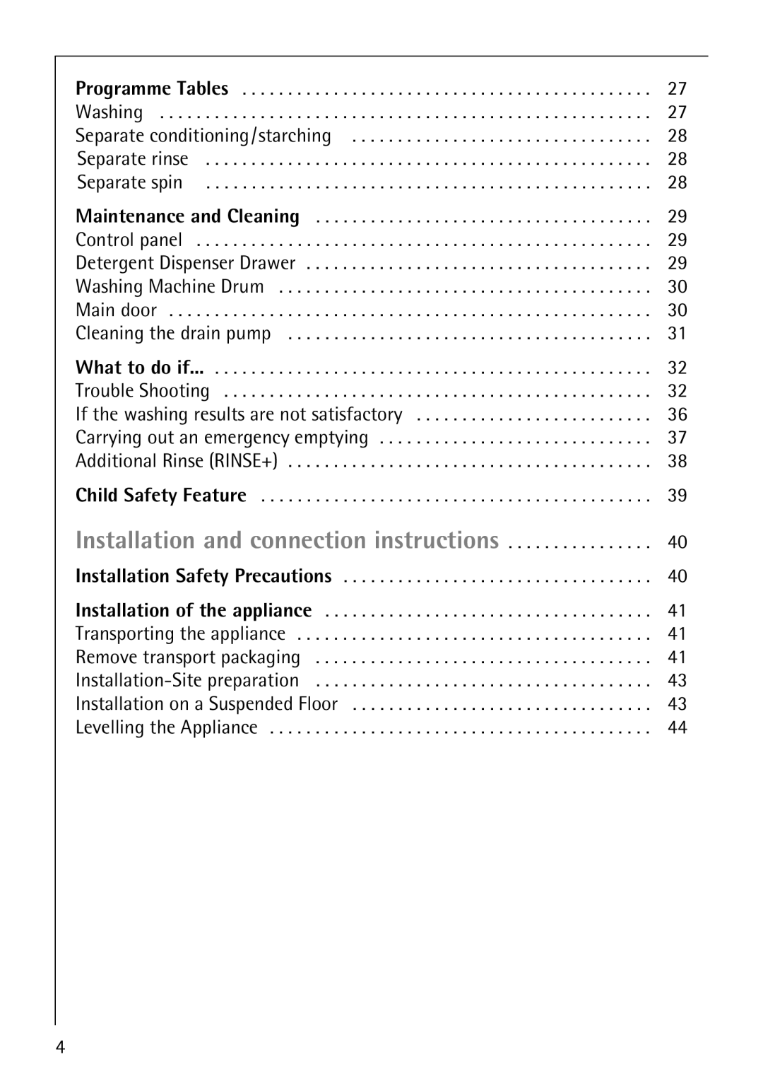 Electrolux 72640 manual Installation and connection instructions 