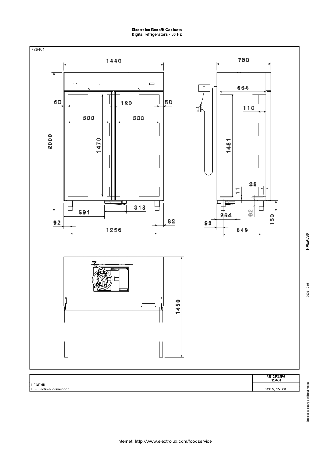 Electrolux 726453, RS06PX1F6, RS13PX2F6 manual 726461 