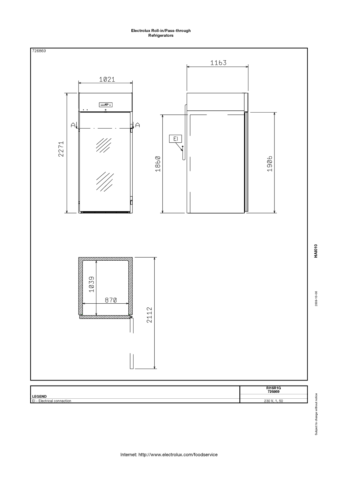 Electrolux RI16R2FGT, 726497, 726498, 732054, RI27R2F, RI16R2FT, RI16R1G, RI16R1F manual 726869 