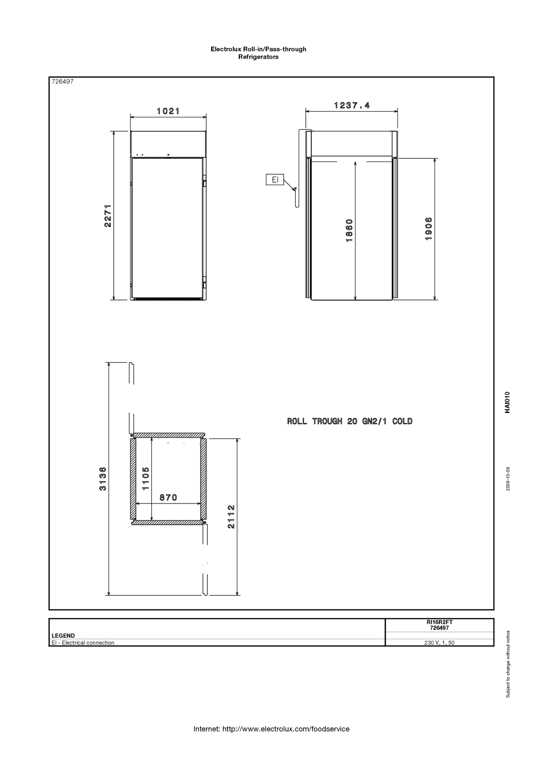 Electrolux RI16R2FT, 726869, 726498, 732054, RI27R2F, RI16R2FGT, RI16R1G, RI16R1F manual 726497 