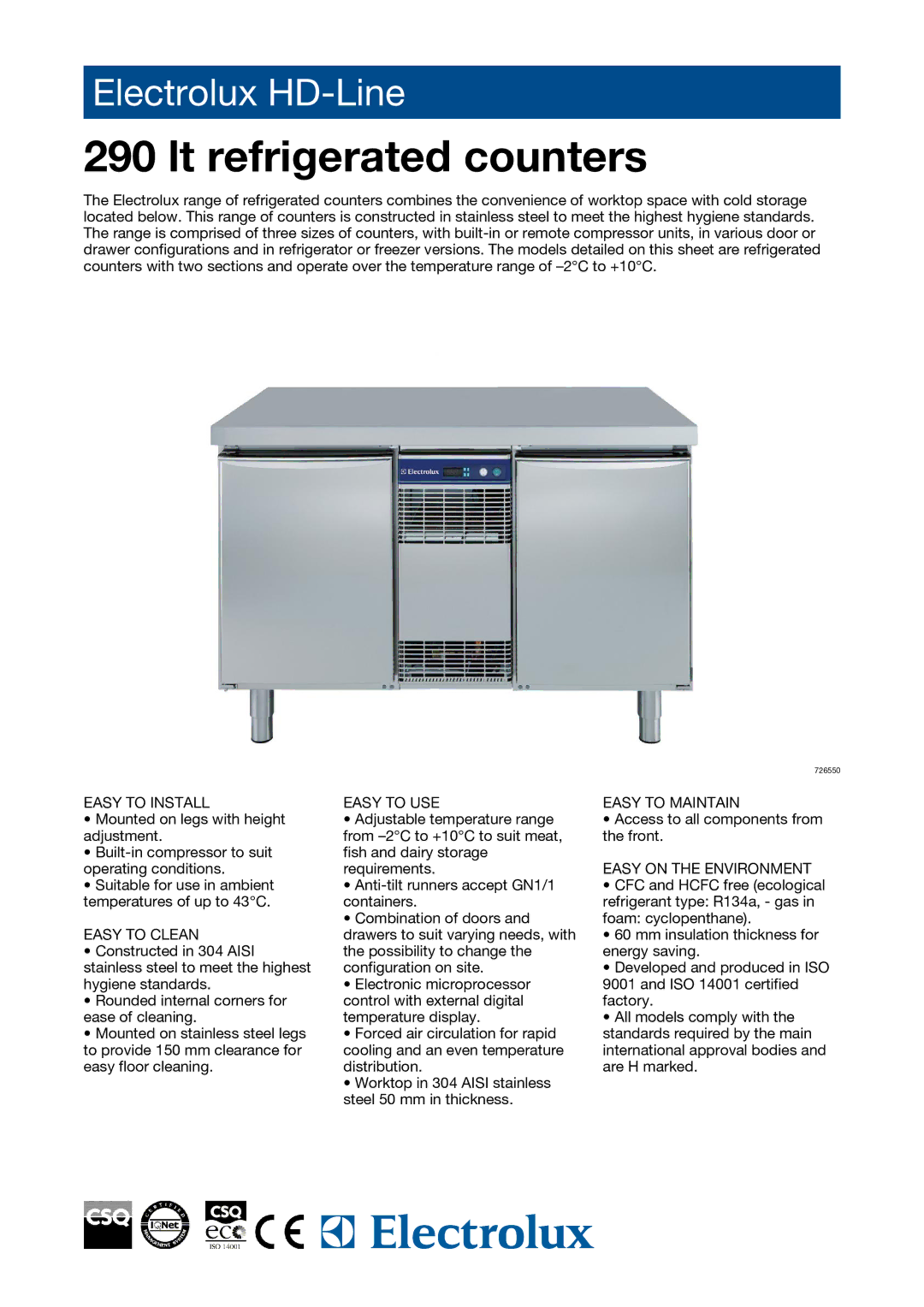 Electrolux 727074, 726551, 726552, 726550, 727075, RCDR2M12, RCDR2M04, RCDR2M20T, RCDR2M13T manual Lt refrigerated counters 