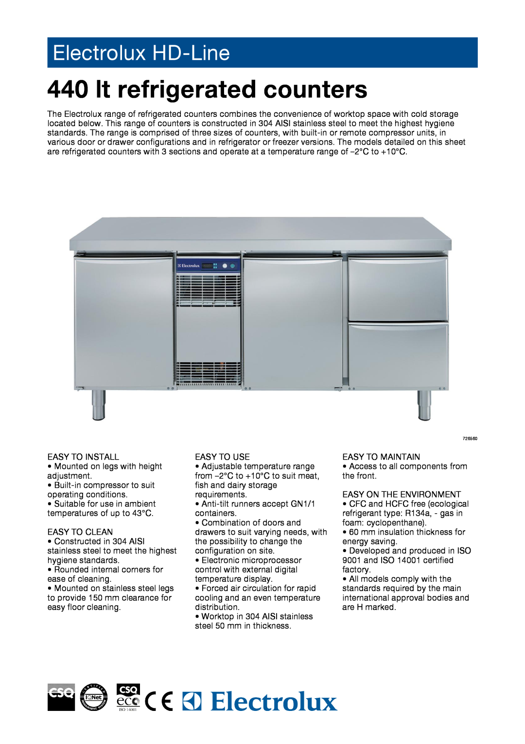 Electrolux 726560, 726561, 726562, 727077, 727080, 727078, 726559, RCDR3M23T manual lt refrigerated counters, Electrolux HD-Line 
