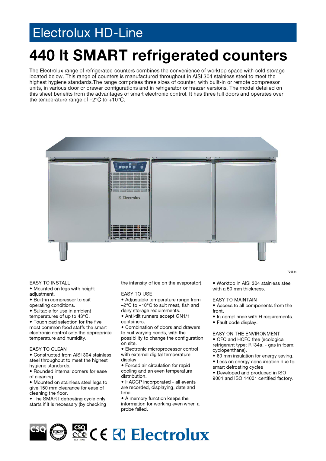 Electrolux RCER3M3, 726584 manual Lt Smart refrigerated counters 