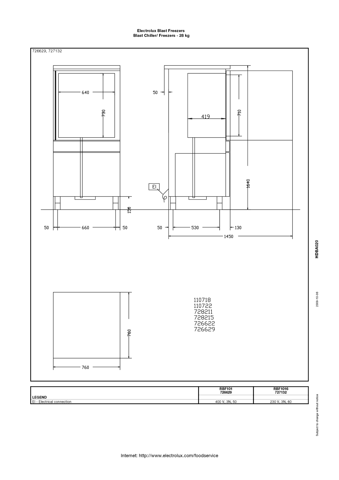 Electrolux 727132, RBF1016 manual 726629 