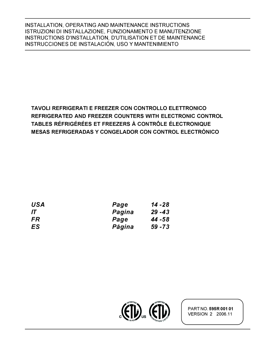 Electrolux 726683, 726682, 736684, 726686, 726685 manual Usa 