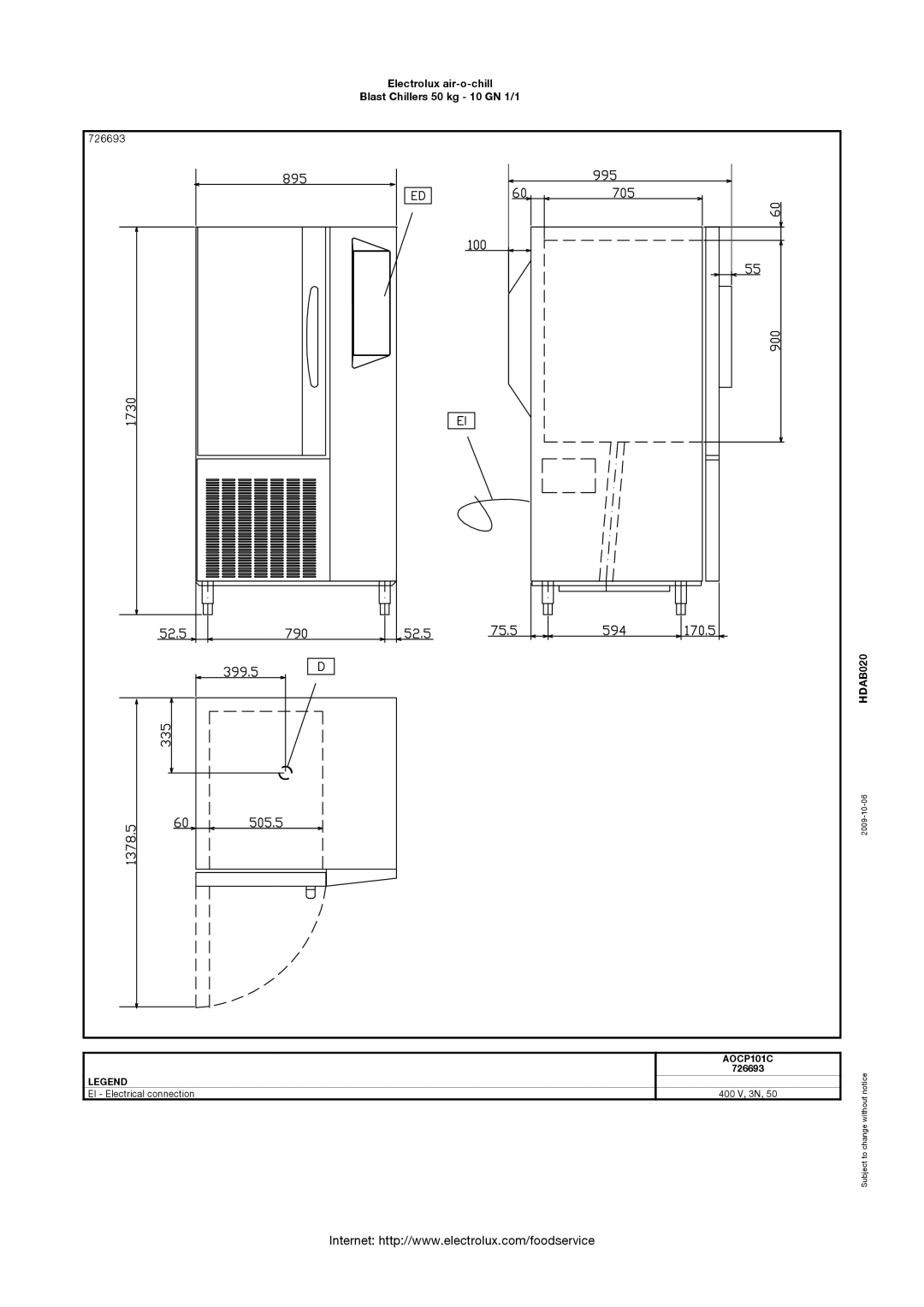 Electrolux 726694, AOCP101CR, HDAB020 manual 726693 