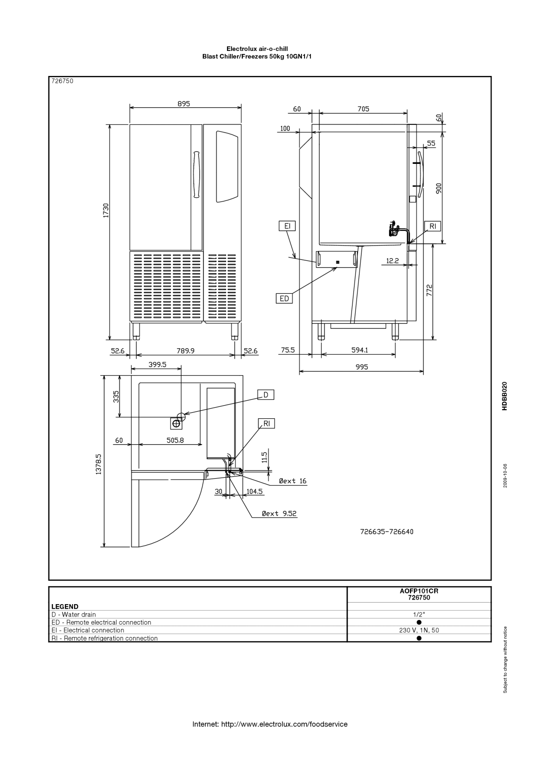 Electrolux AOFP101CR, 726749, 727186, AOFP101C2 manual 726750 