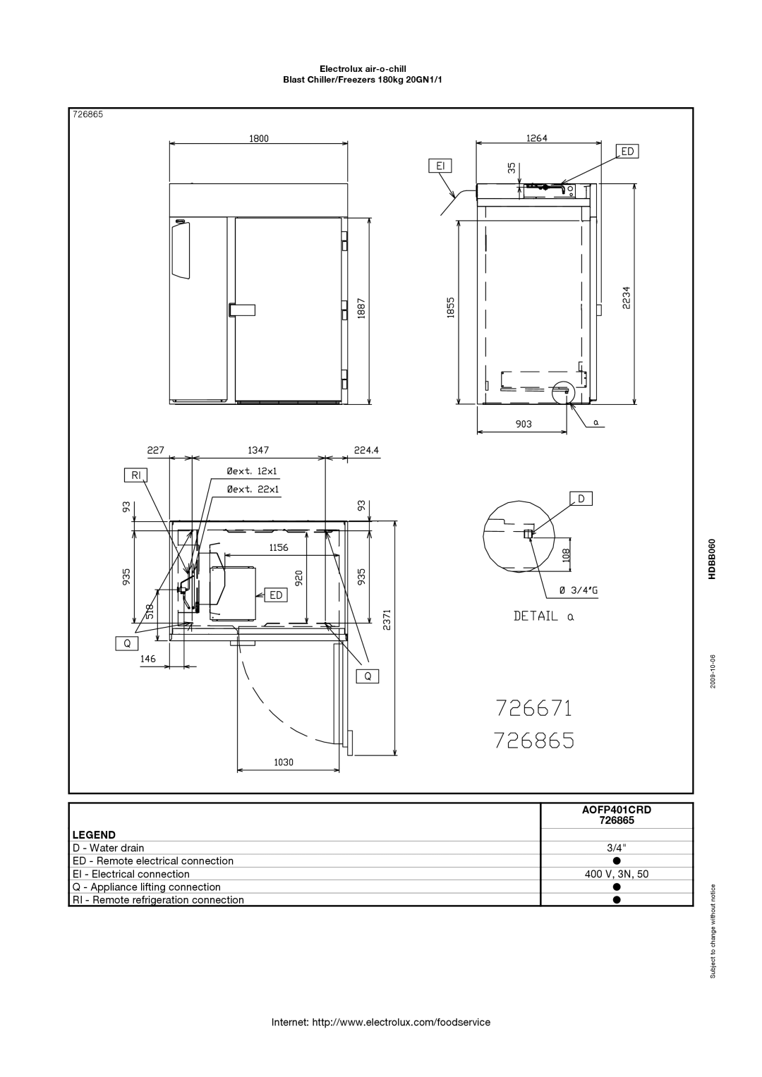 Electrolux AOFP401CRD, 726865 manual HDBB060 