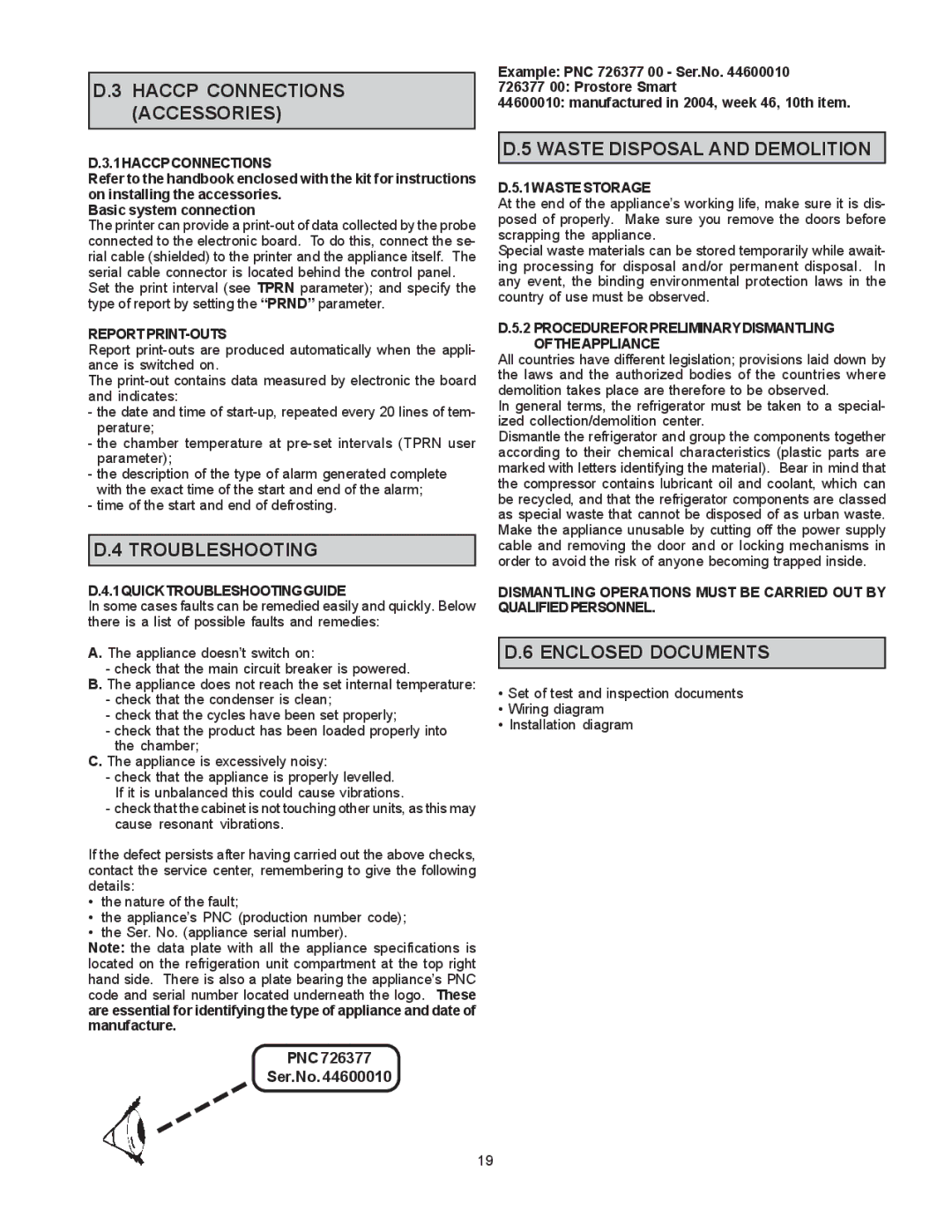 Electrolux RI93RE1FEU, 727027, 727028 manual 1HACCPCONNECTIONS, Report PRINT-OUTS, 1QUICKTROUBLESHOOTINGGUIDE, 1WASTESTORAGE 