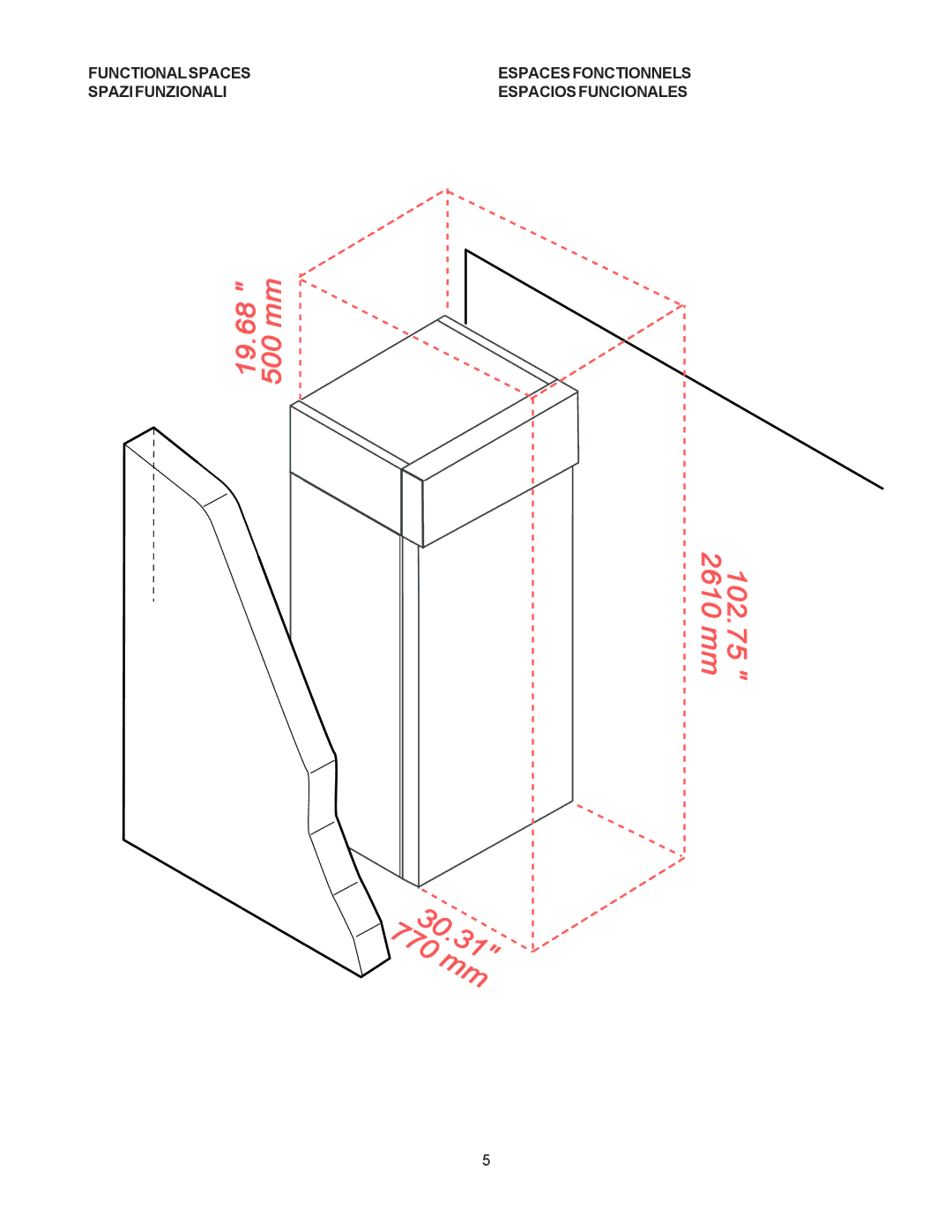 Electrolux 727028, 727027, RI17RE1FU, RI93RE1FEU manual 19.68 500 mm 102.75 2610 mm 