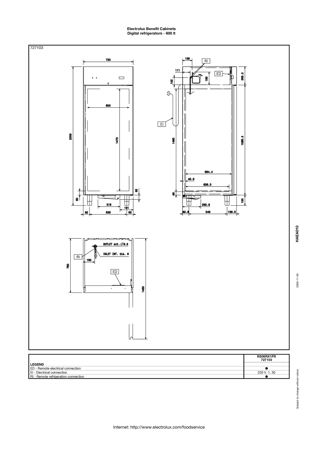 Electrolux 726454, 726689, 726455, 726317, 726319, 726452, 726473, 728638, RS06RX2H, RS06PX1F, RS06N41F, RS06PW1F 727103, RS06RX1FR 