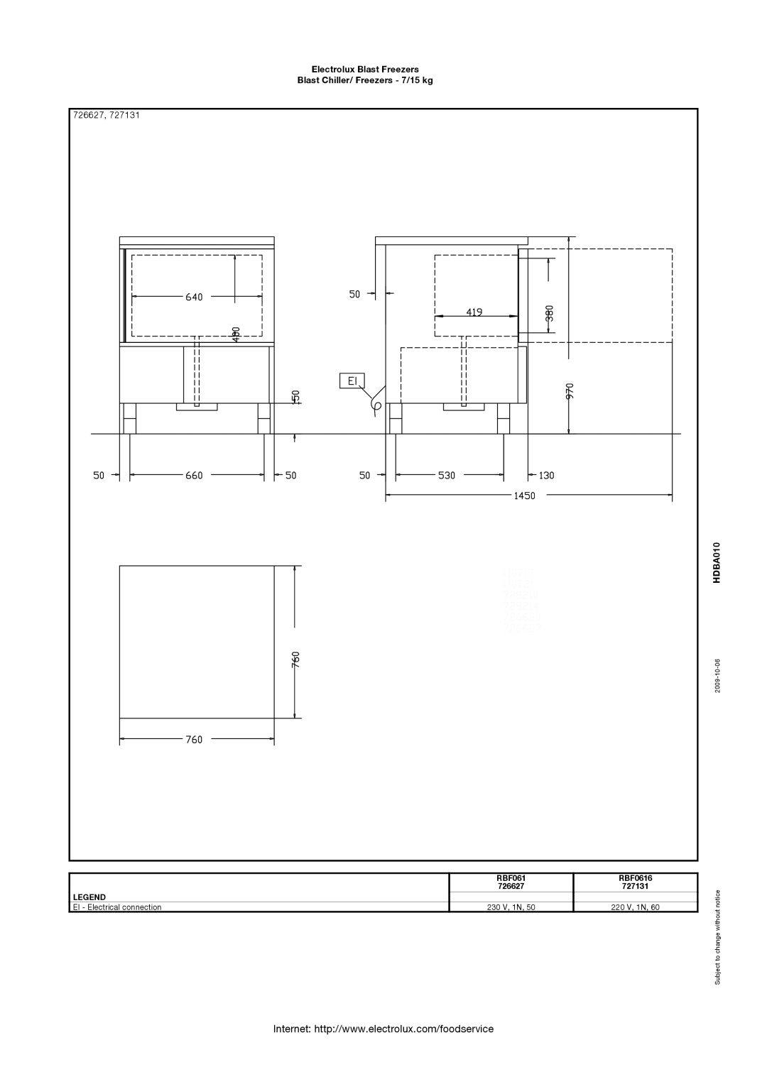 Electrolux RBF061R, 727131, 726628, 727130, 726659, RBF0616, RBF0516 manual 726627 