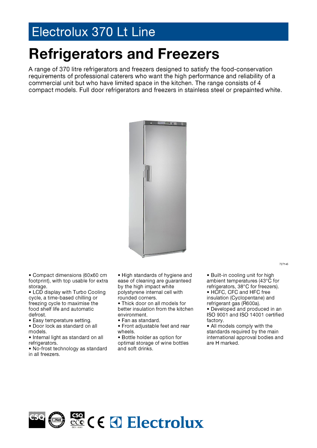 Electrolux 727142, 727147, 727143, 727145, R37F7VFX, R37P7VFX, R37P7VFW, R37F7VFW dimensions Refrigerators and Freezers 