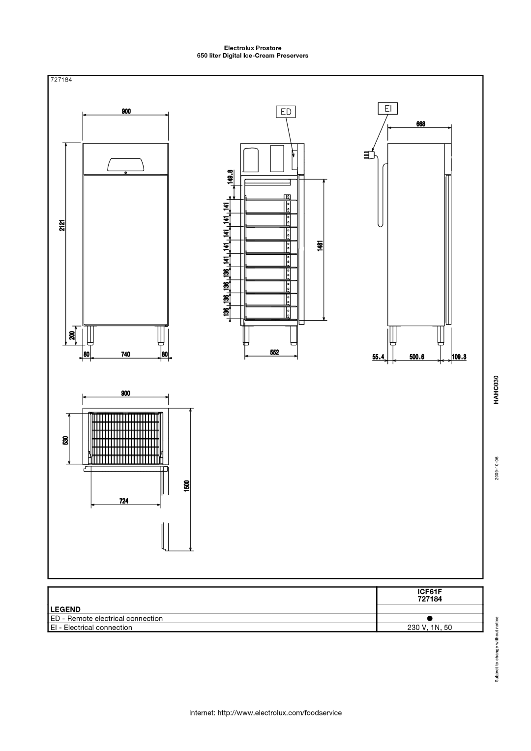 Electrolux 727183, 727184, ICF6212F, ICF61F manual 2009-10-06 