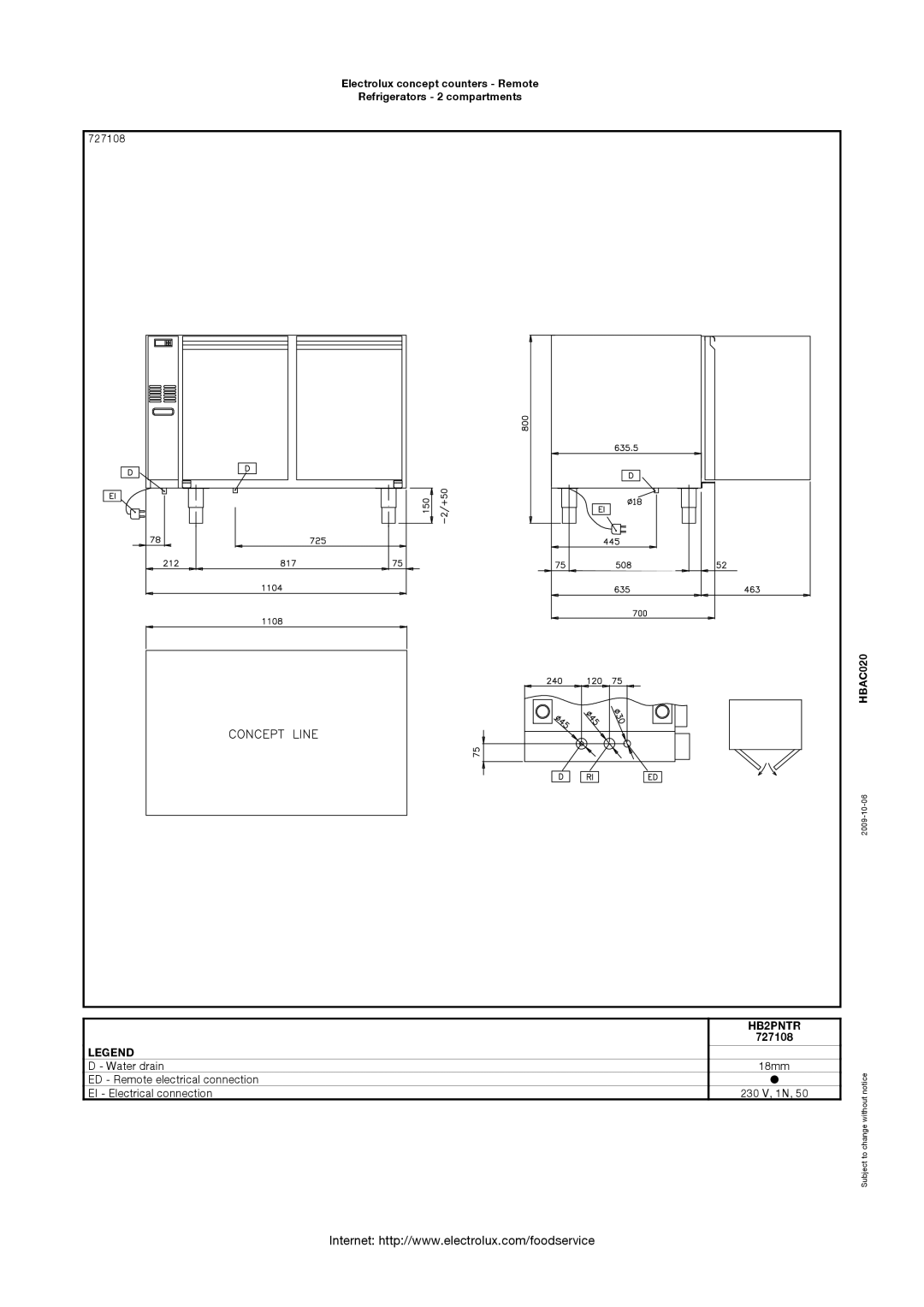 Electrolux HB1P2CR, 728247, 728248, 728259, 728254, HB1P3CR, HB4CR, HB2PR, HBAC020, HB2PNTR manual 727108 