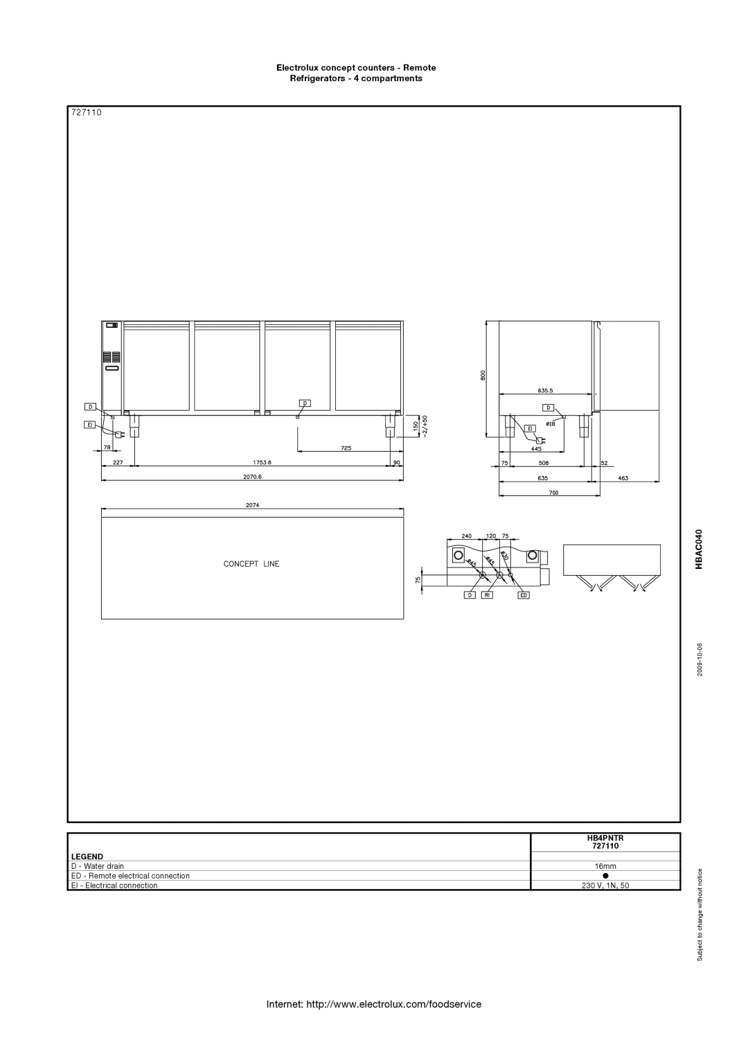 Electrolux 727110, 728297, 728300, 728299, 728298, HB2P4CR, HB3P2CR, HB4PNTR, HB4PR, HB8CR manual 2009-10-06 