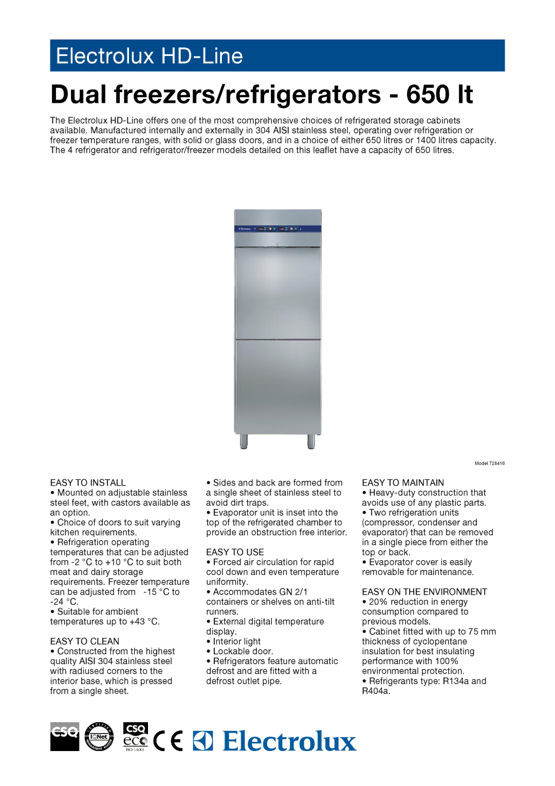 Electrolux 728418, 728417 manual Easy to Install, Easy to Clean, Easy to USE, Easy to Maintain, Easy on the Environment 