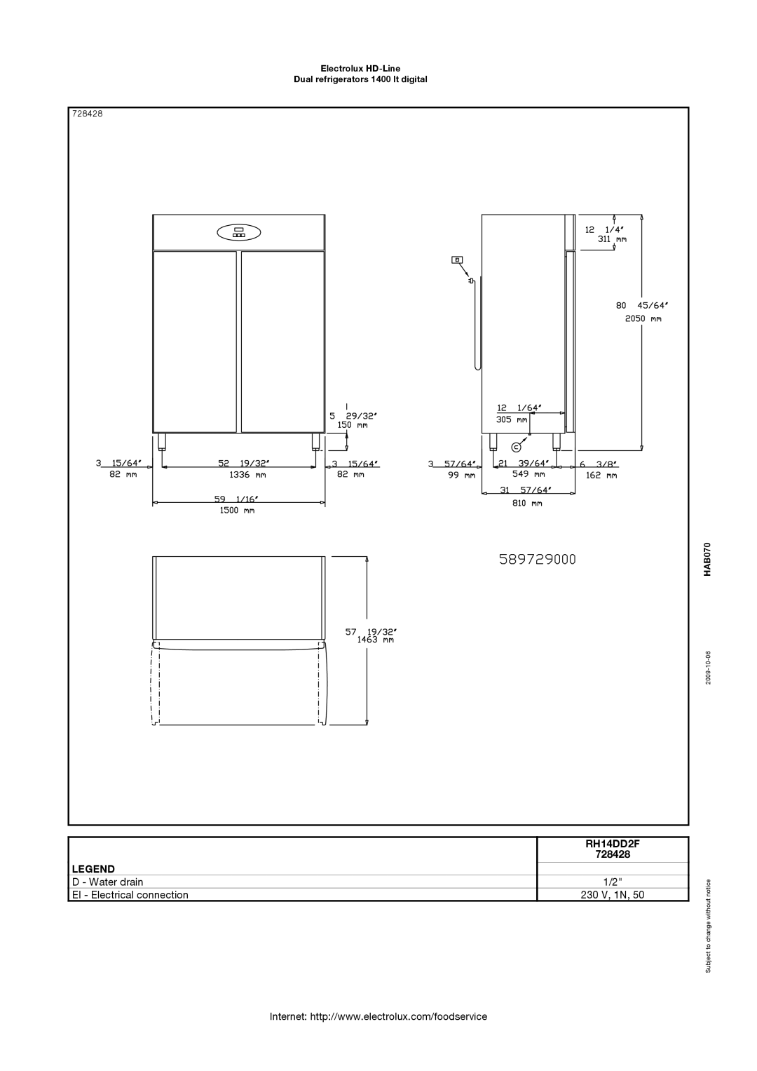 Electrolux RH14DD2F, 728430, RH14DD3F manual 728428 