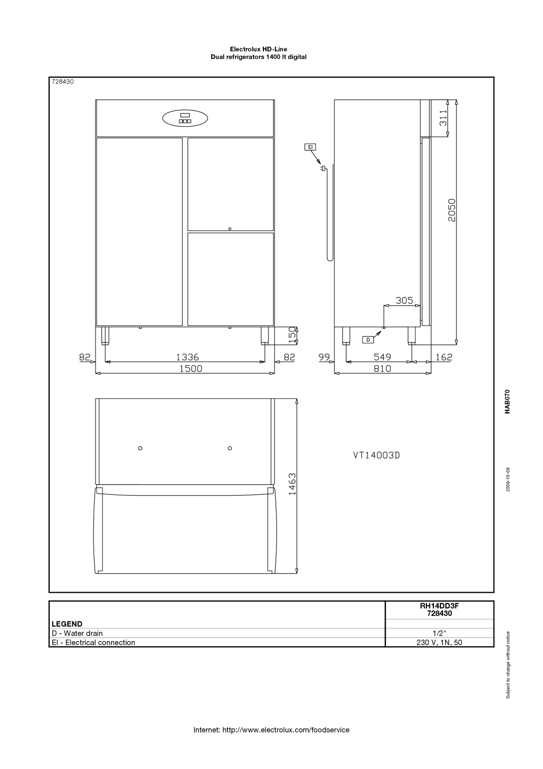 Electrolux 728428, 728430, RH14DD2F manual RH14DD3F 