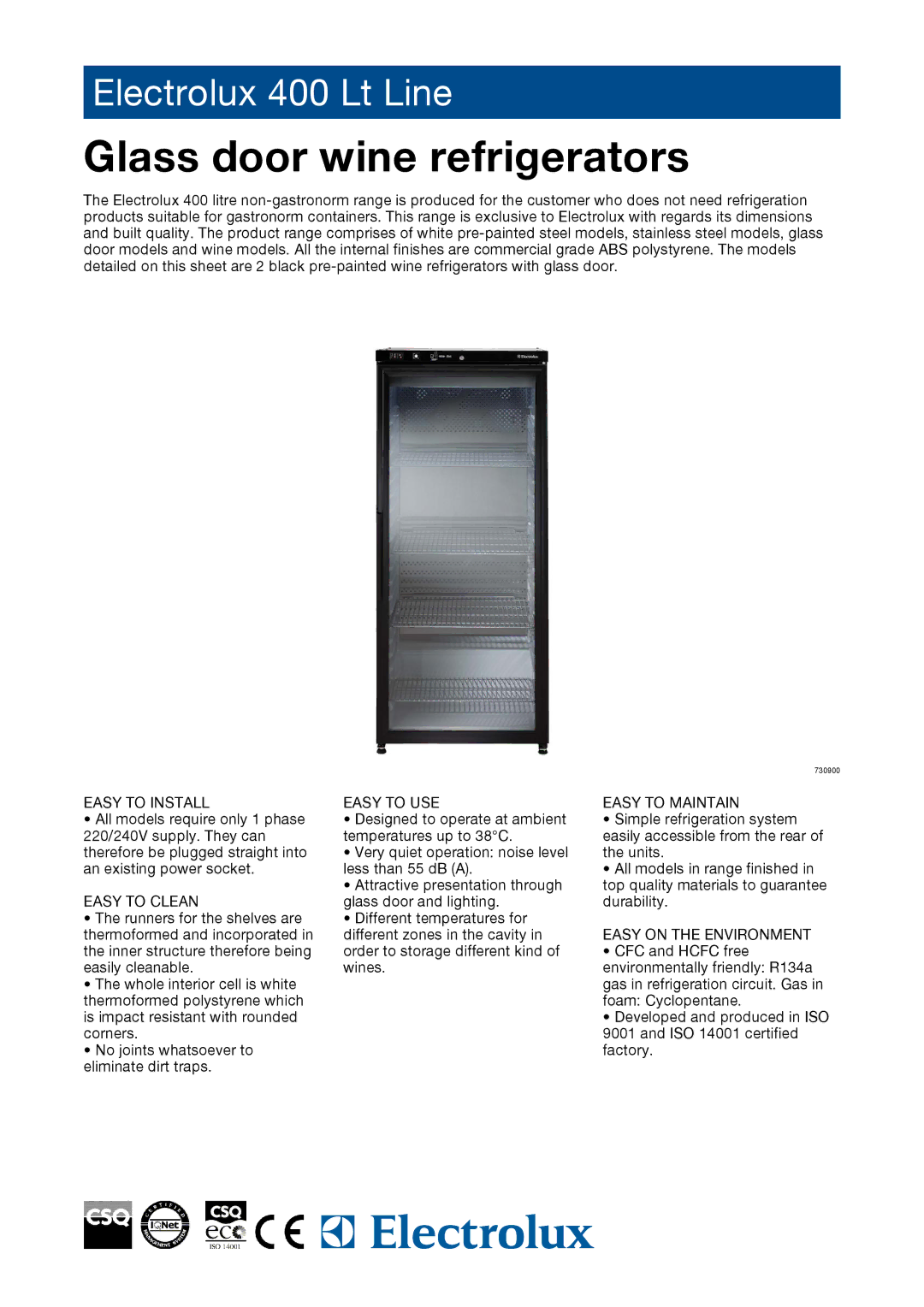 Electrolux 730900 dimensions Glass door wine refrigerators, Easy to Install Easy to USE Easy to Maintain, Easy to Clean 