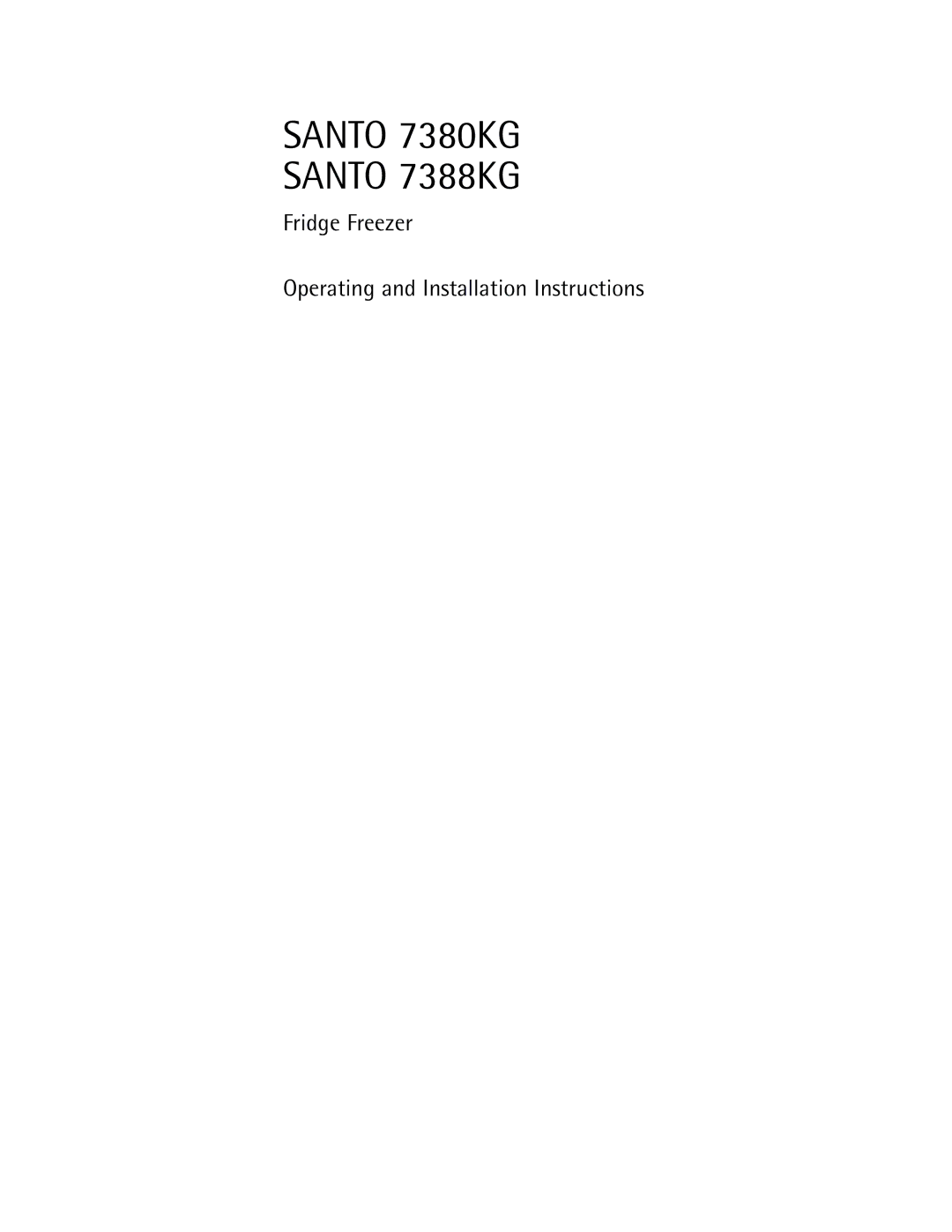 Electrolux installation instructions Santo 7380KG Santo 7388KG 