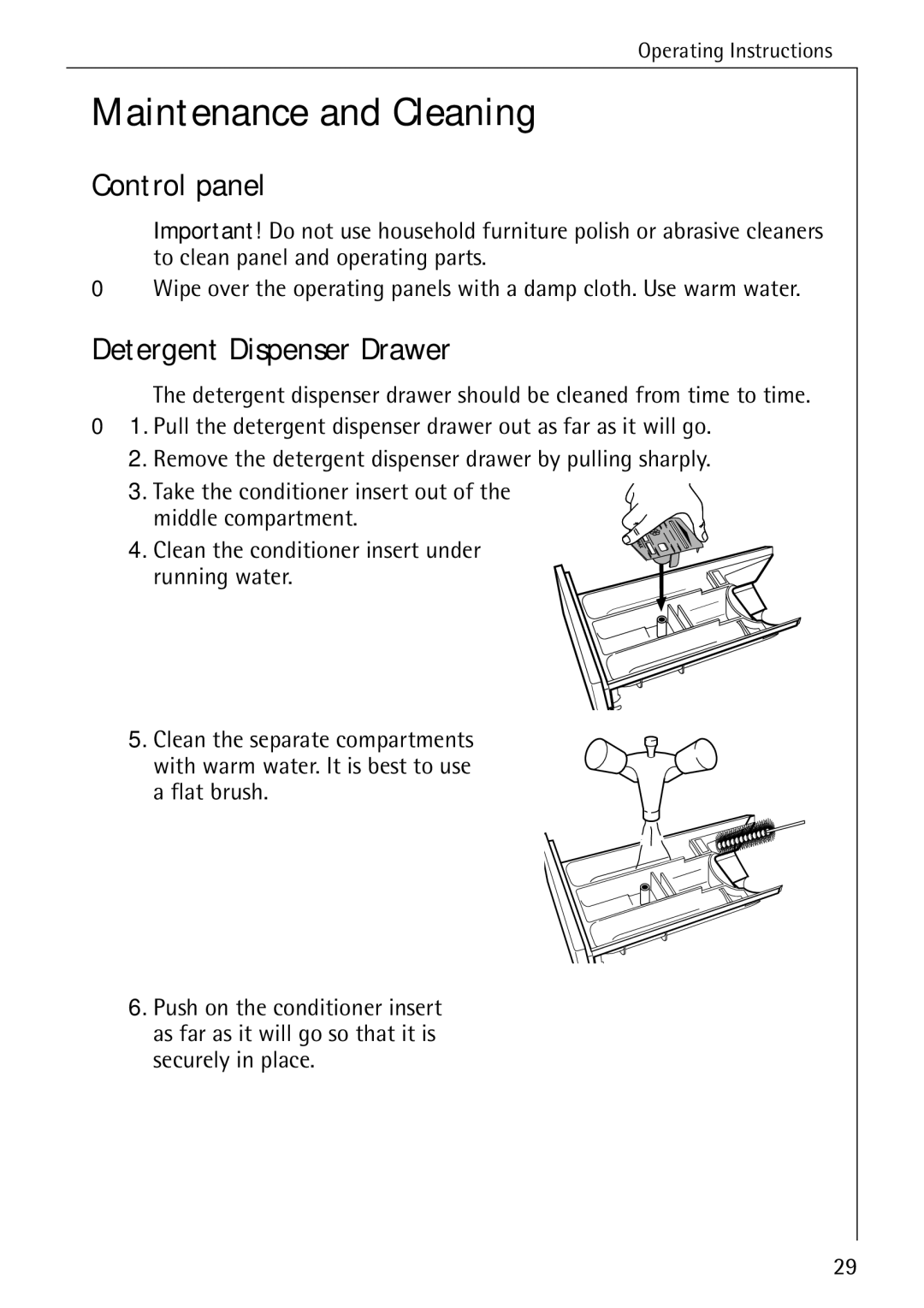 Electrolux 74689 manual Maintenance and Cleaning, Control panel 