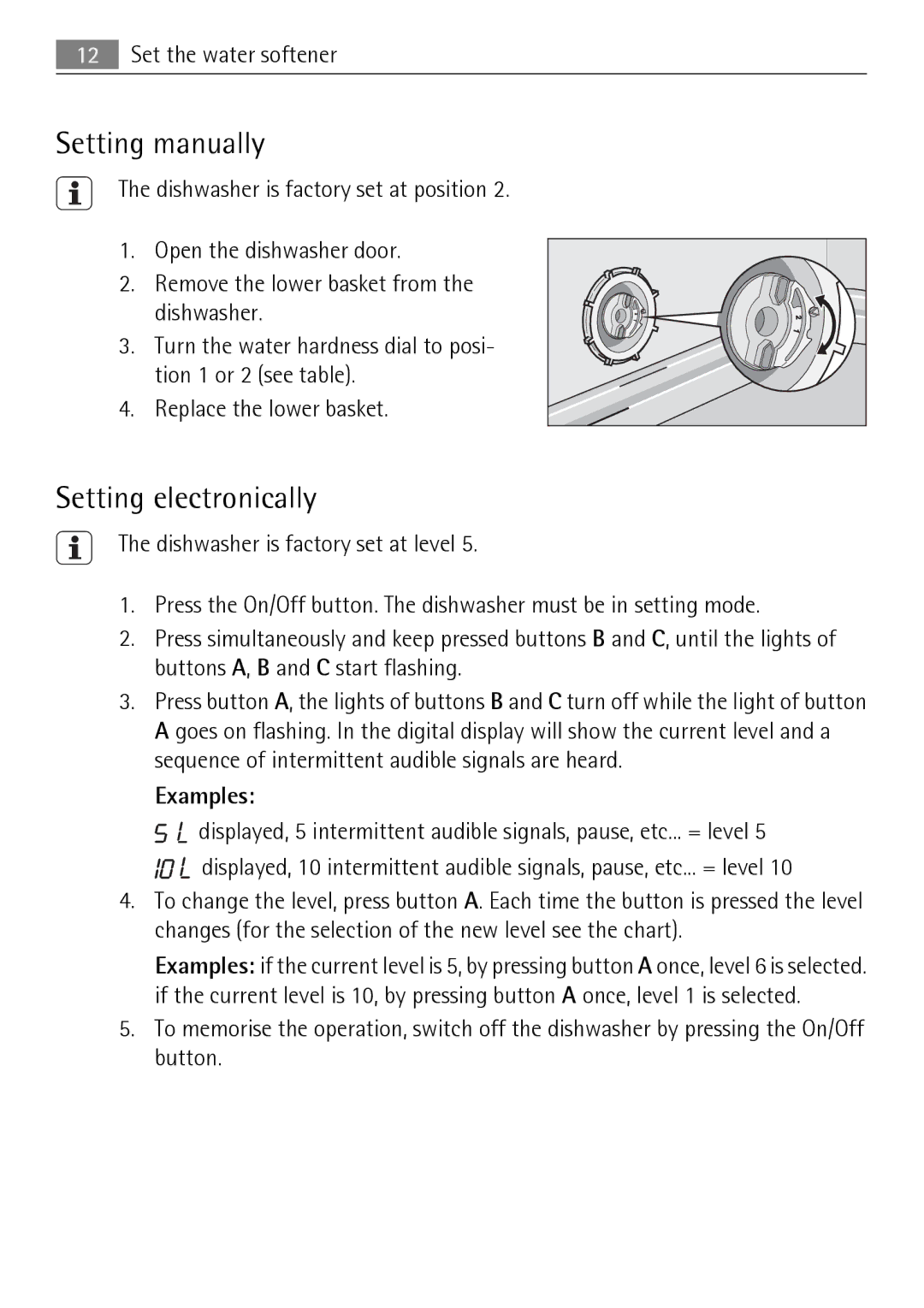 Electrolux 75011 VIL user manual Setting manually, Setting electronically, Examples 