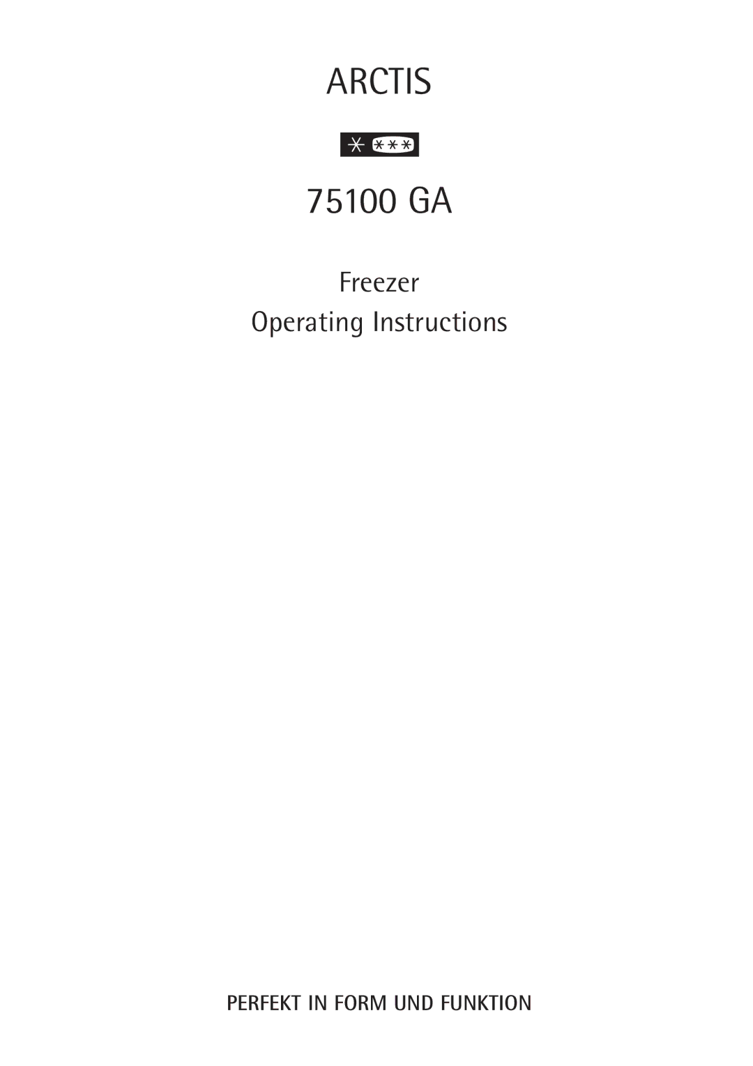 Electrolux 75100 GA operating instructions Arctis 