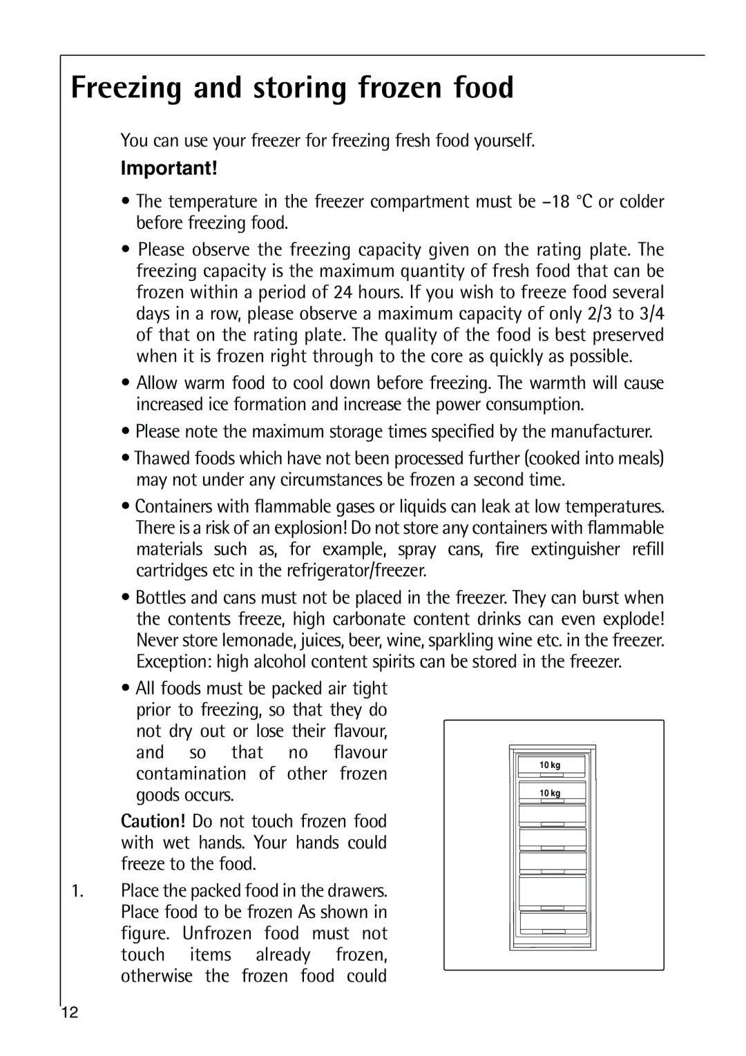 Electrolux 75270 GA user manual Freezing and storing frozen food 