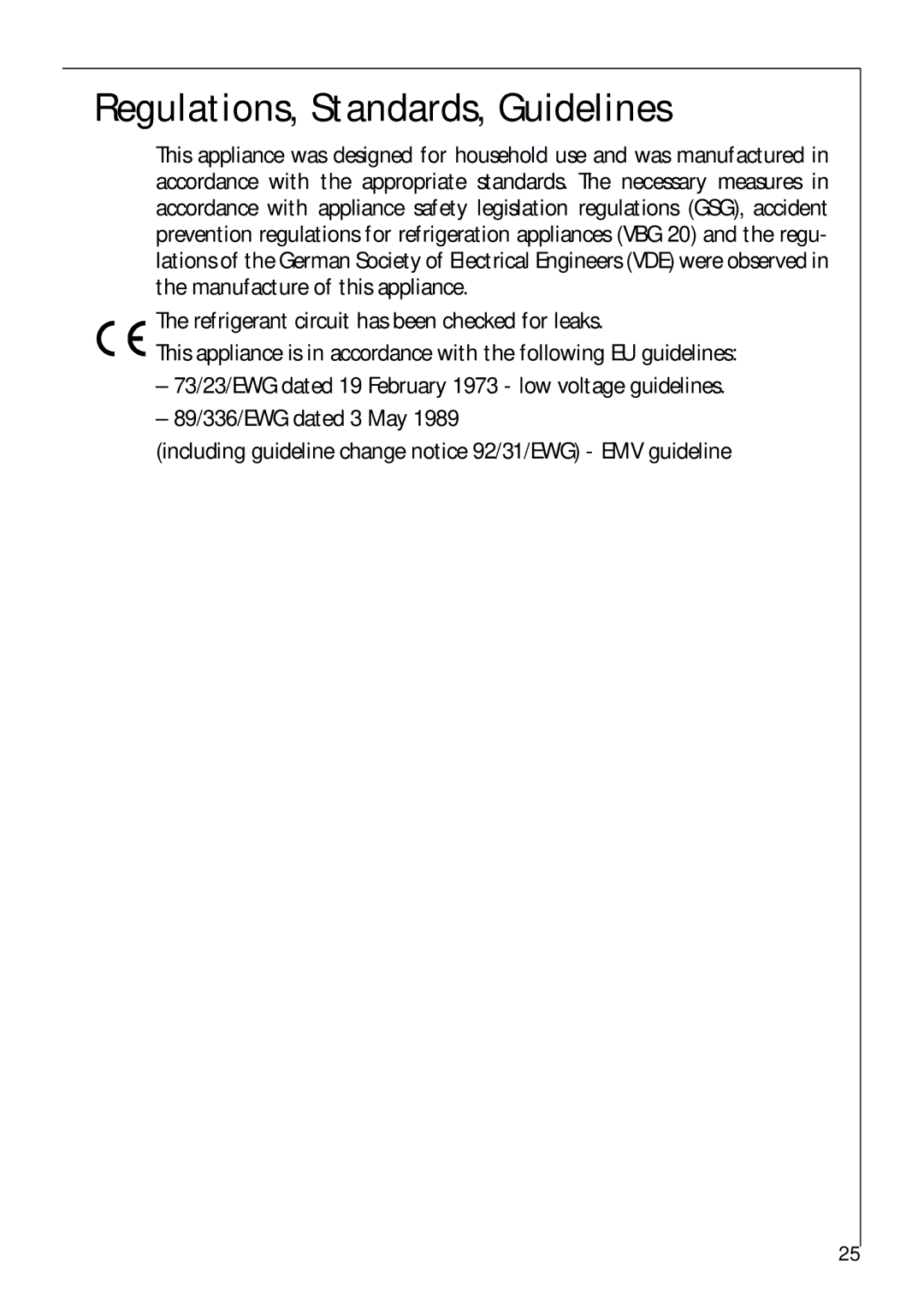 Electrolux 75428-1 DT user manual Regulations, Standards, Guidelines 