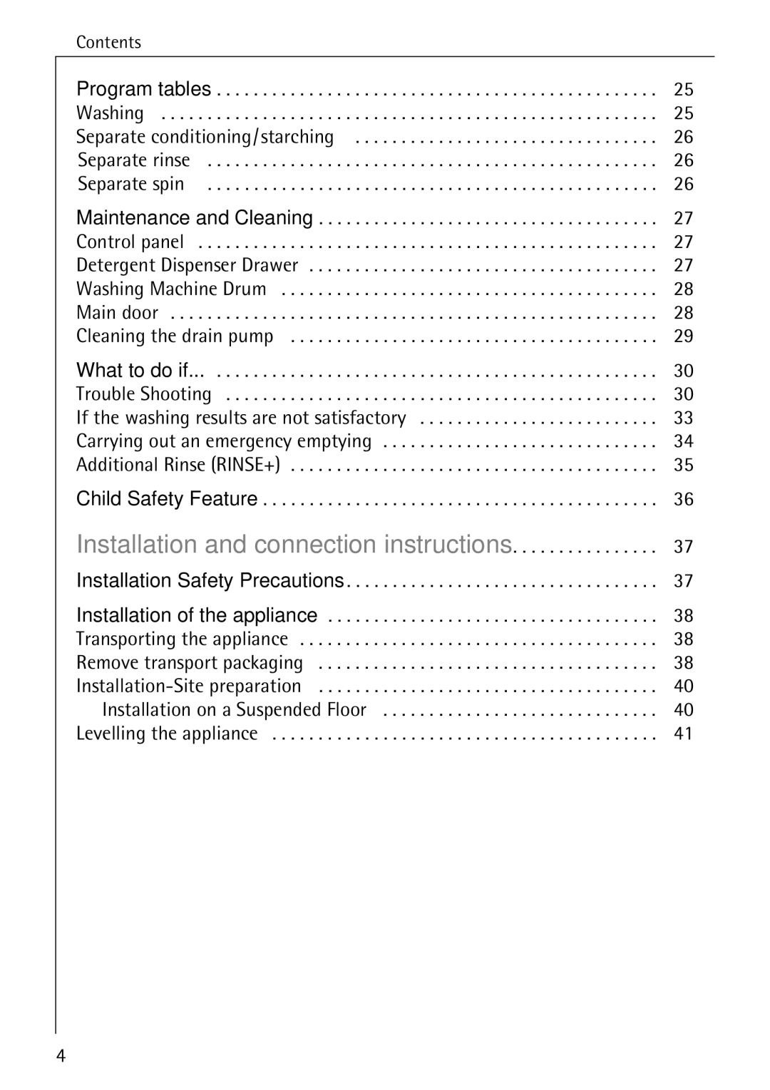 Electrolux 76639 manual Installation and connection instructions, Installation Safety Precautions 