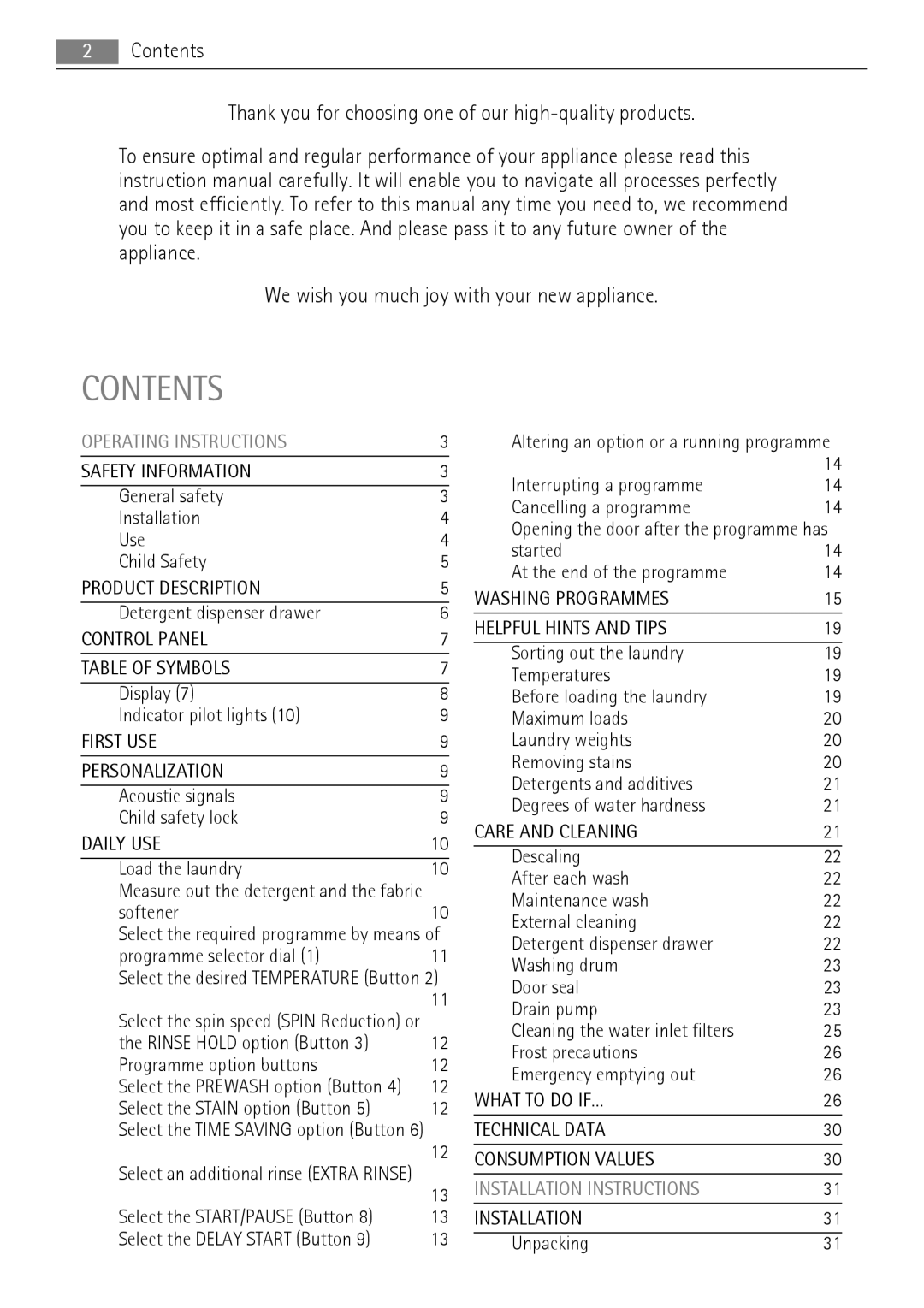 Electrolux 76650 A3 user manual Contents 