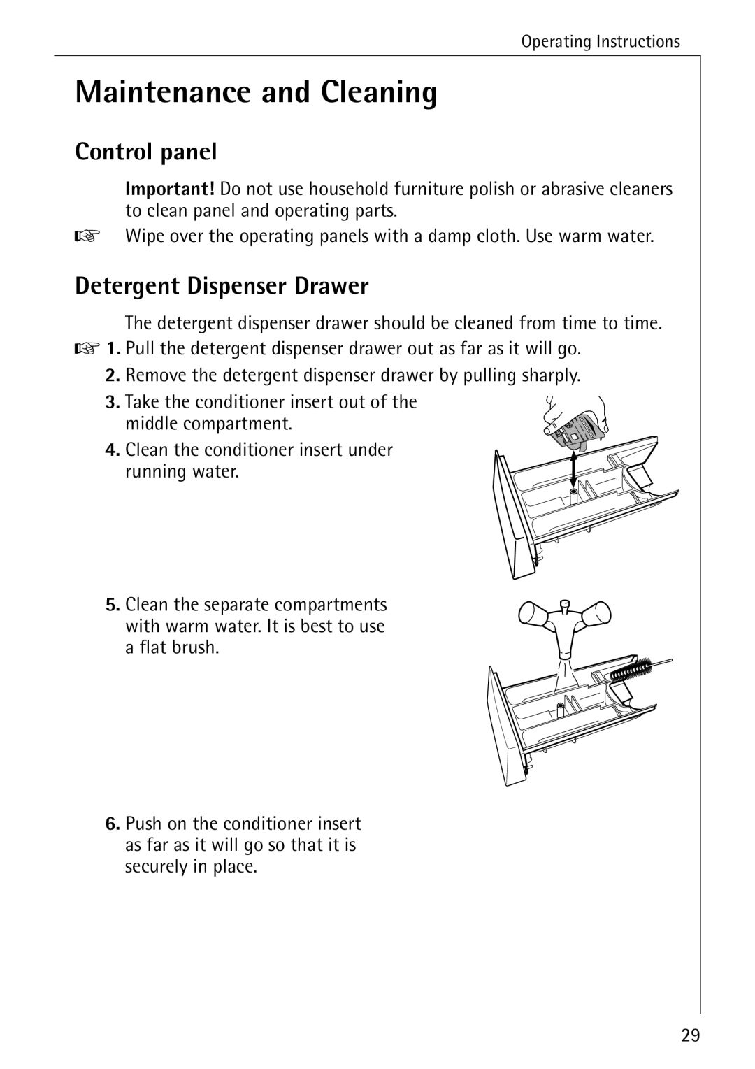 Electrolux 76669 manual Maintenance and Cleaning, Control panel 