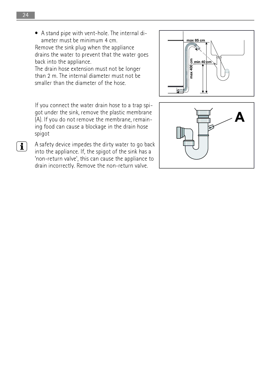 Electrolux 77000 user manual Max 85 cm 