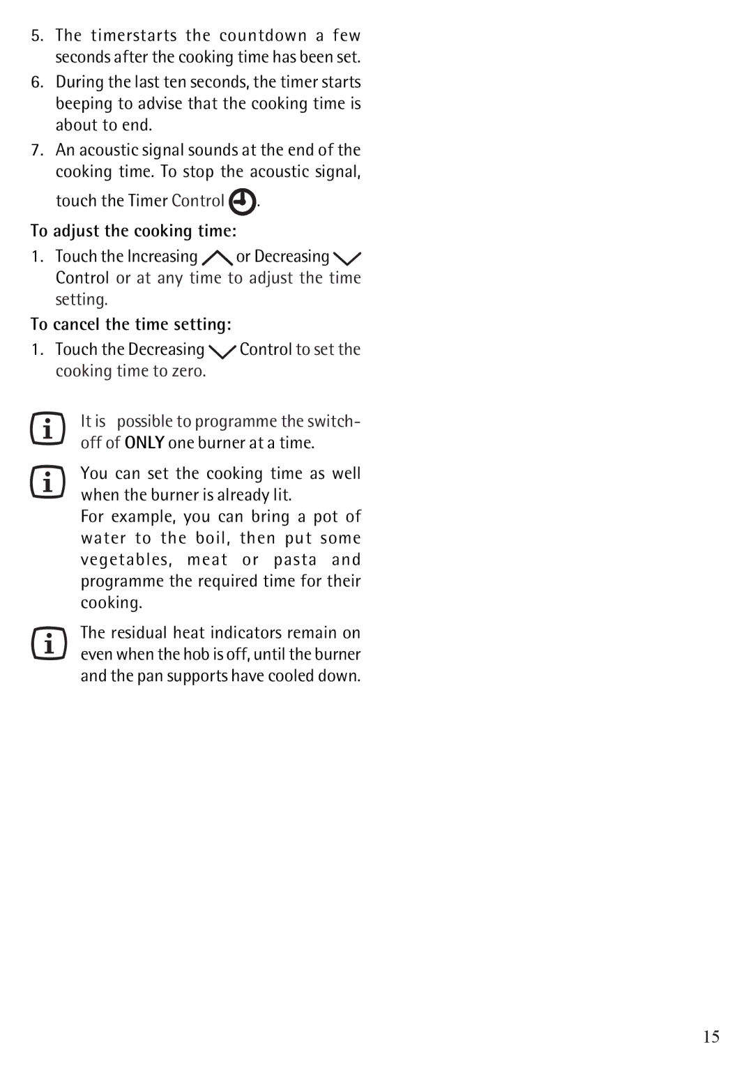 Electrolux 79902G manual To adjust the cooking time 