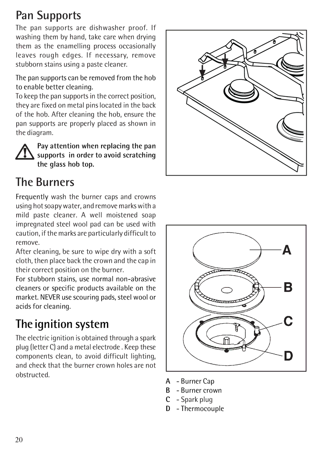 Electrolux 79902G manual Pan Supports, Burners, Obstructed 