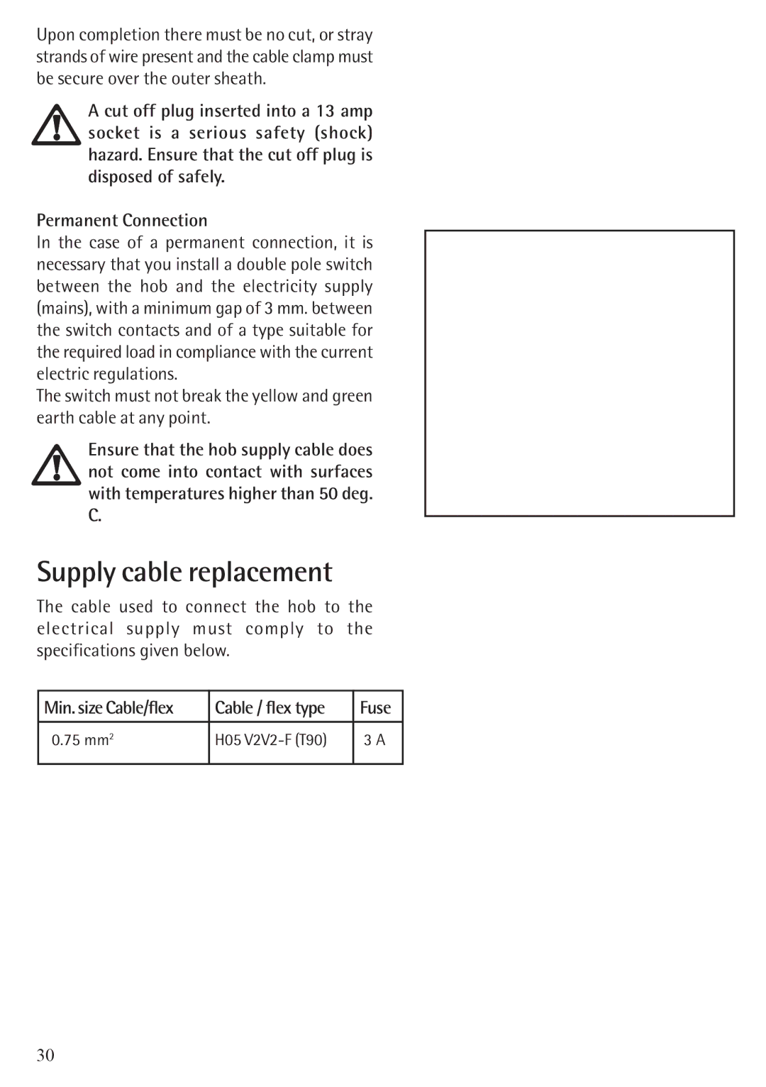 Electrolux 79902G manual Supply cable replacement 